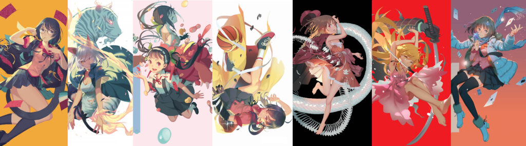The English Translated Monogatari Novel (by Nisio Isin) Covers
That Feature The Heroines