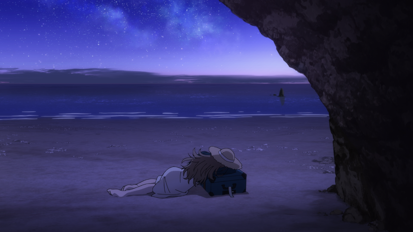 Fuuka sleeps on the beach