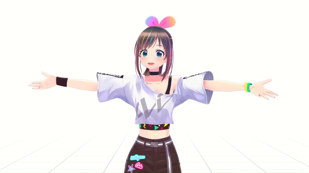 Kizuna AI as seen in the music video for "Again" composed by Taku Inoue