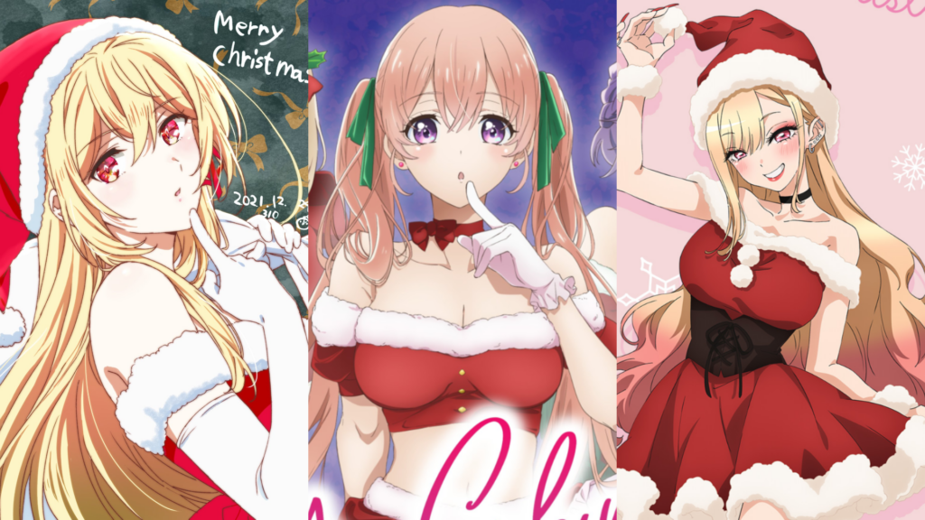 The Anime Wolf Girl Dressed In Santa An Outfit Background, Picture With  Santa Frame Background Image And Wallpaper for Free Download