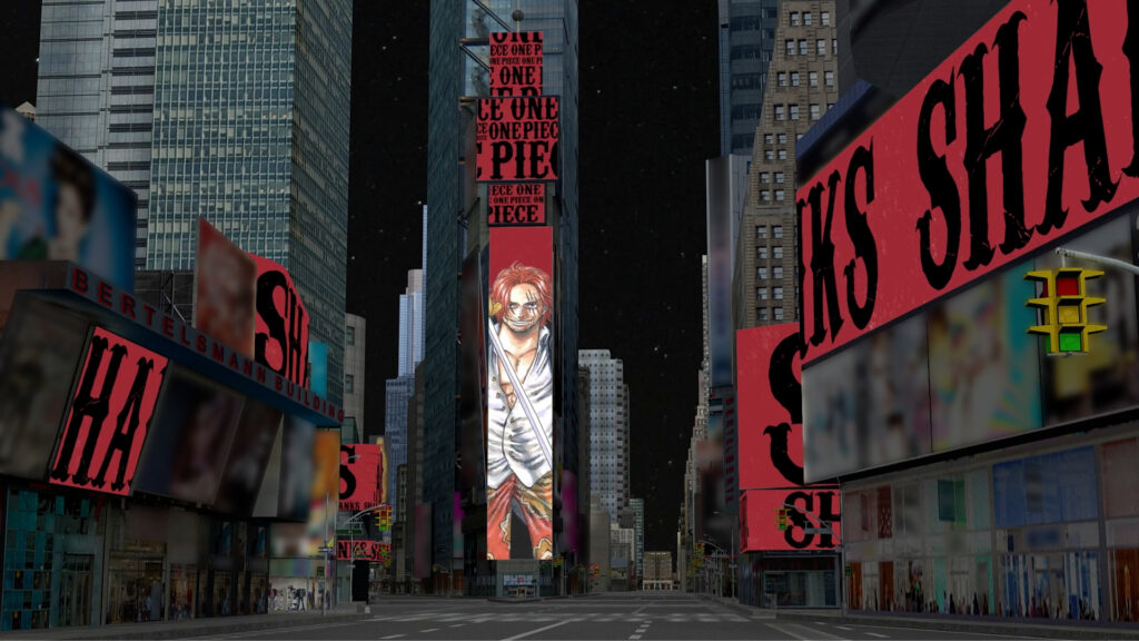 one piece film red new york's times square take over
