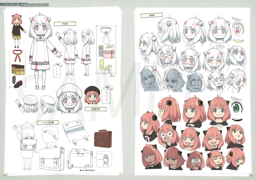 insert image of anya forger designs from the animation art book
