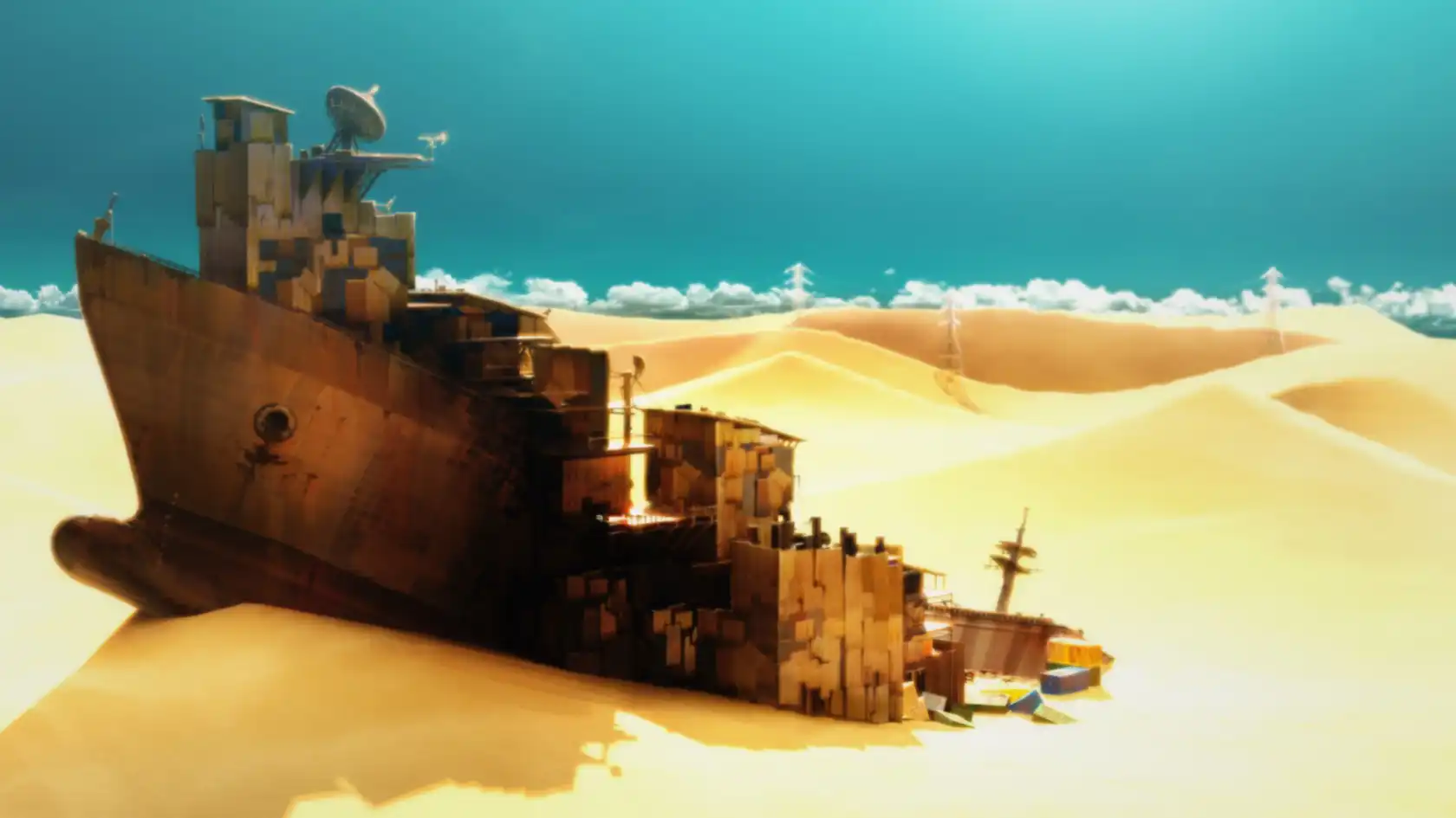 Image of a ship that can traverse the desert