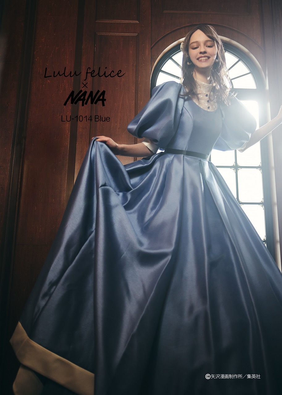 lulu felice x nana light blue dress in bright lighting