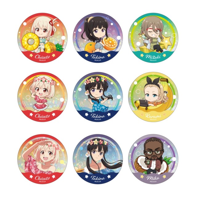 Lycoris Recoil Hawaiian Cafe and Diner limited edition tin badges
