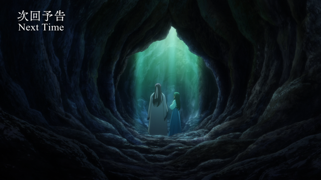 The Apothecary Diaries Season 2 Episode 11 preview image of Maomao and Jinshi in a cave