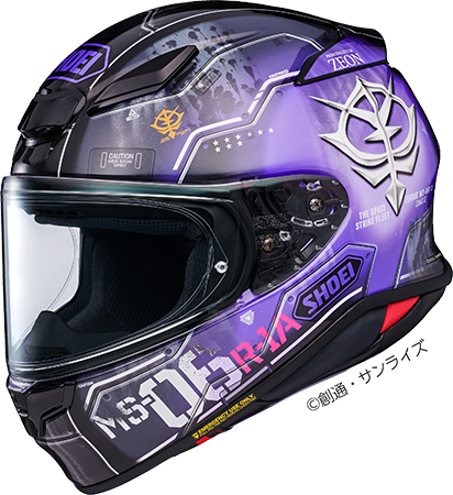 purple Z-8 Shoei motorcycle helmet - Gundam Z-8-MS-06R-1A High Mobility Zaku II (Black Tri-Stars Specification)